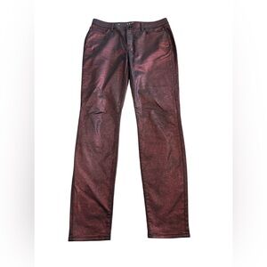 WHBM Mid-Rise Metallic Skinny Jeans Women’s Size‎ 10 Burgundy